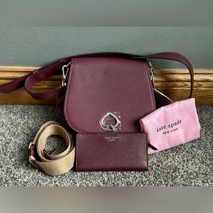 Kate Spade Suzy Large Saddle Bag w/ Large Slim Bifold Wallet